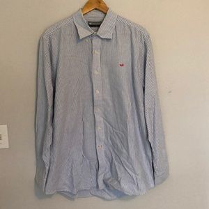 Blue & white stripe button down